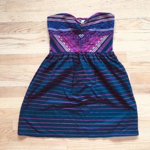 Roxy women’s strapless dress tribal print